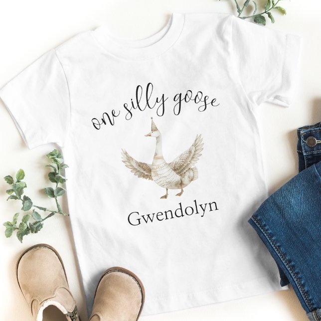 "One Albern Goose Niedlich Picnic First Birthday P Kleinkind T-shirt ("one silly goose" first birthday party birthday party toddler 1 year old bday tshirt kids bday party)