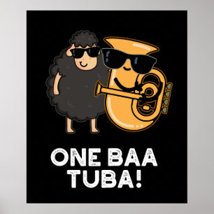 One Baa Tuba Funny Music Sheep Pub Dark BG Poster