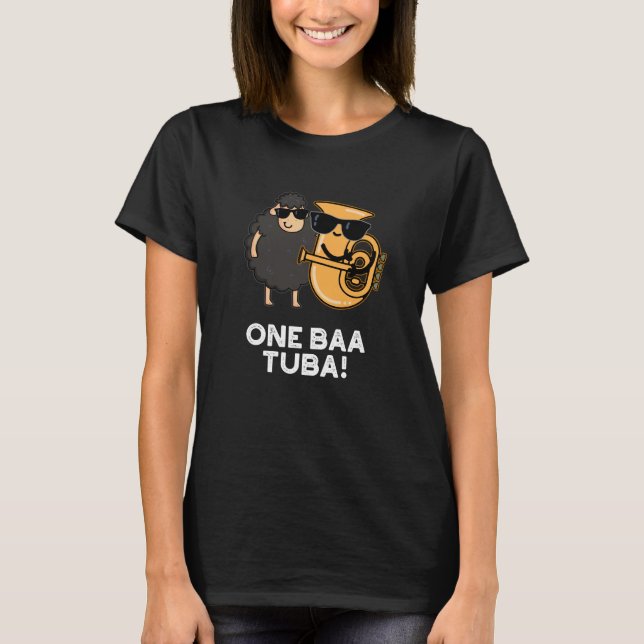 One Baa Tuba Funny Music Sheep Pub Dark BG T-Shirt (Vorderseite)