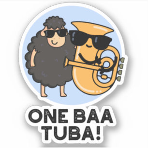 One Baa Tuba Funny Music Sheep Puff Aufkleber