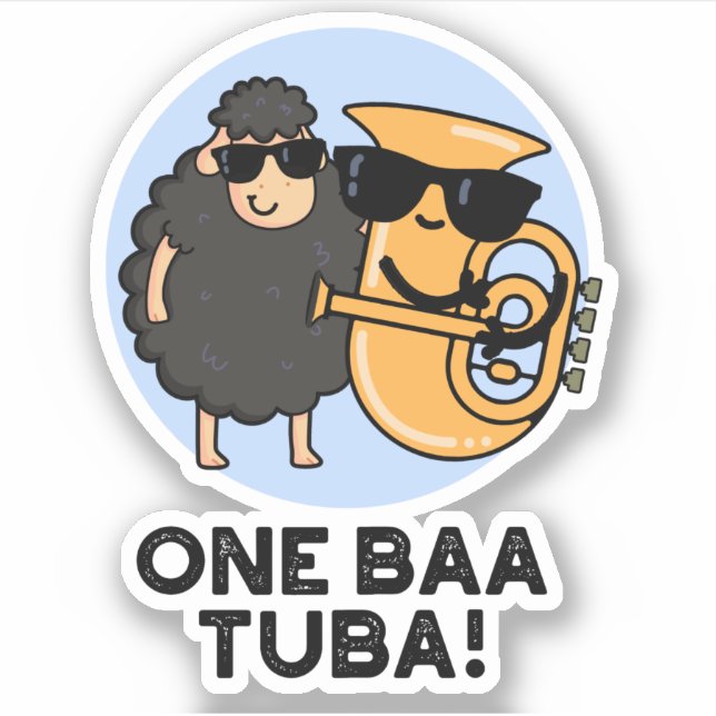 One Baa Tuba Funny Music Sheep Puff Aufkleber (Vorderseite)