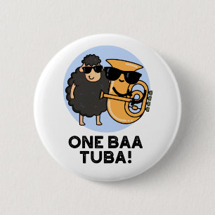 One Baa Tuba Funny Music Sheep Puff Button
