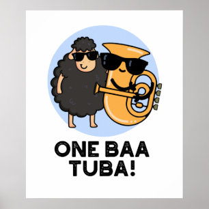 One Baa Tuba Funny Music Sheep Puff Poster
