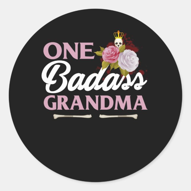 One Badass Oma Funny Oma Geschenk Runder Aufkleber (Vorderseite)