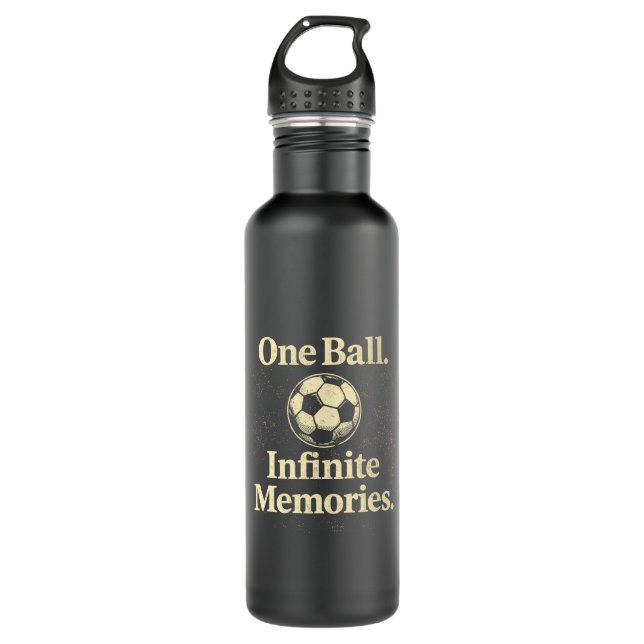 One Ball Infinite Memories Nostalgic Soccer Quote Edelstahlflasche (Vorderseite)