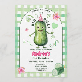 One Big Dill Pickle First Birthday Pink Einladung