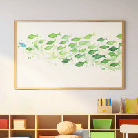 One Blue Fish Watercolor Green