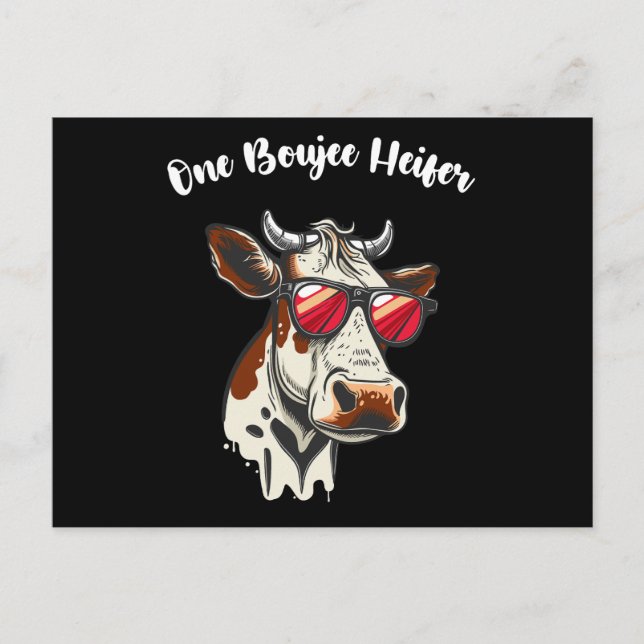 One Boujee Heifer Funny Cow Vintag Retro Postkarte (Vorderseite)