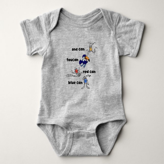 One Can Toucan Red Can Blue Can Baby Bodysuit Baby Strampler (Vorderseite)