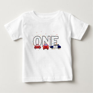 One car First Birthday Boy T-Rex Baby T - Shirt
