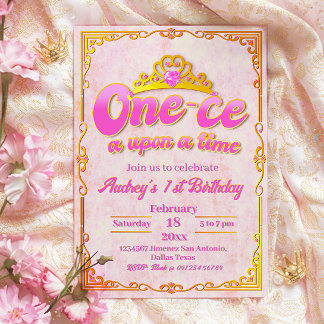One-ce Upon a Time - Girl 1st Birthday Invitation Einladung