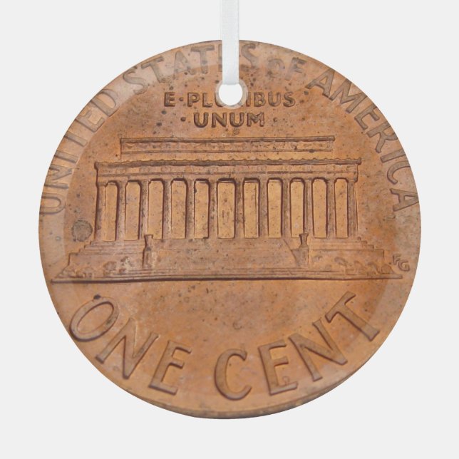 One Cent Weihnachten Ornament Aus Glas (Vorderseite)