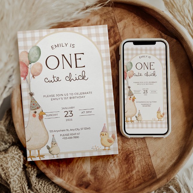 One Cute Chick Birthday This Chick is One Einladung (Von Creator hochgeladen)