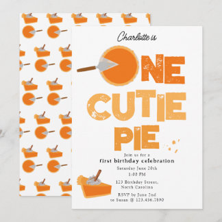 One Cutie Pie Invite 1st First Birthday Cute Einladung