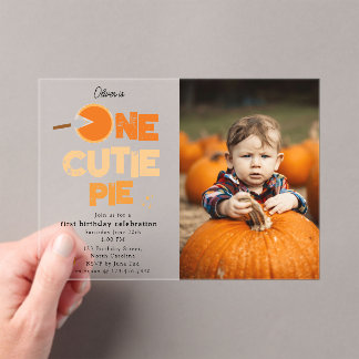 One Cutie Pie Invite 1st First Birthday Cute Photo Acryleinladungen