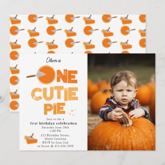 One Cutie Pie Invite 1st First Birthday Cute Photo Einladung