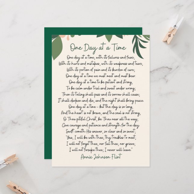 One Day At A Time Annie Johnson Flint Postcard Einladung (Vorderseite/Rückseite Beispiel)