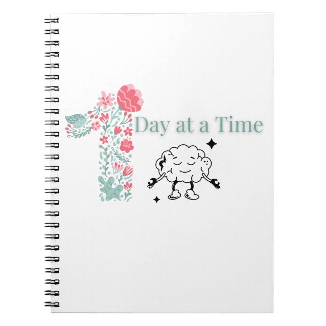 One Day at a Time Spirale Notebook - Mental Wellne Notizblock (Vorderseite)