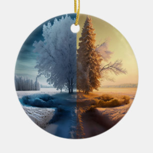 One day in winter keramik ornament