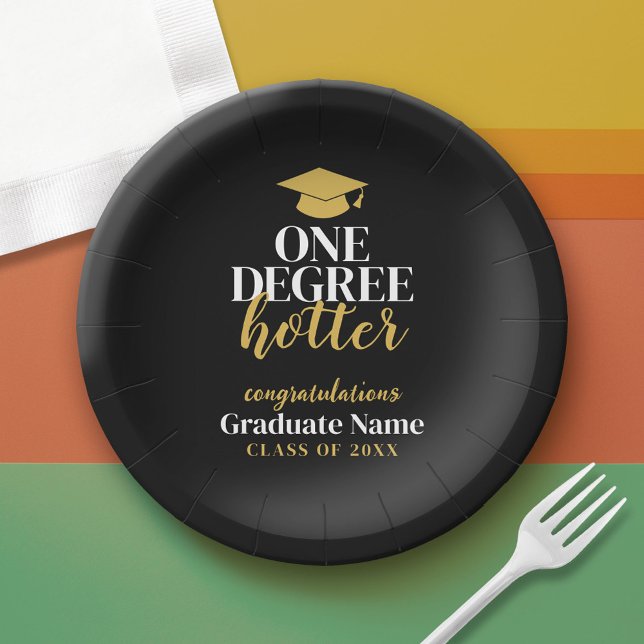 One Degree Hotter - Black Gold - Abschluss Pappteller (Custom Graduation Paper Plate)