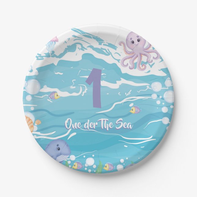 One-der The Sea First Birthday Party  Pappteller (Vorderseite)