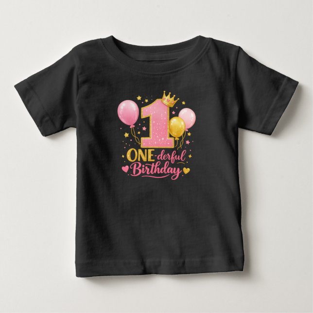 ONE-derful Birthday Balloons – 1st Birthday Baby T-shirt (Vorderseite)