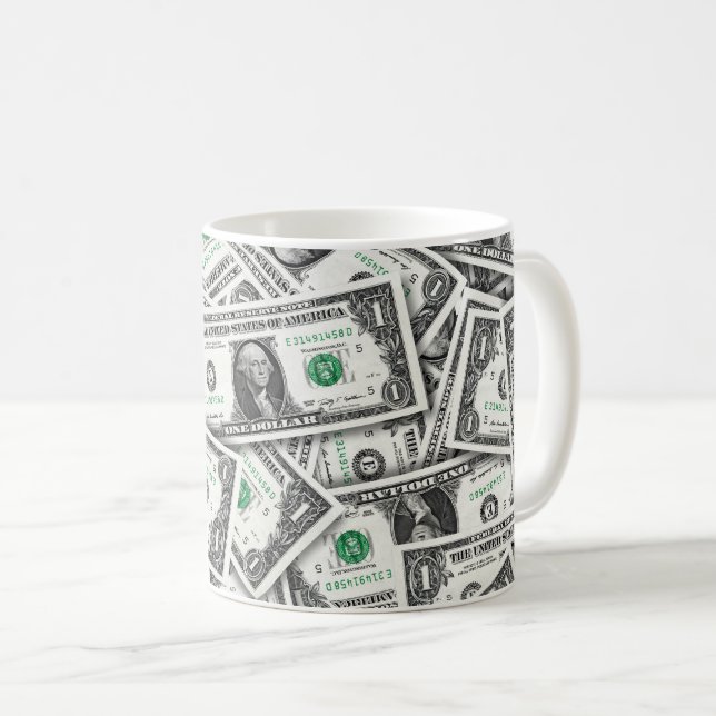 One Dollar Bill Pattern Kaffeetasse (VorderseiteRechts)