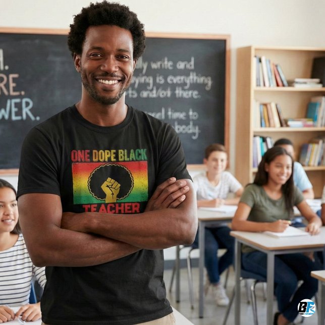 One Dope Black Teacher Afro Fist Black History M T-Shirt (Von Creator hochgeladen)