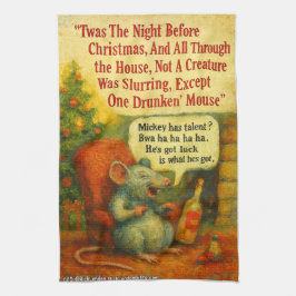 One Drunken' Mouse – Christmas Card Chaos Geschirrtuch