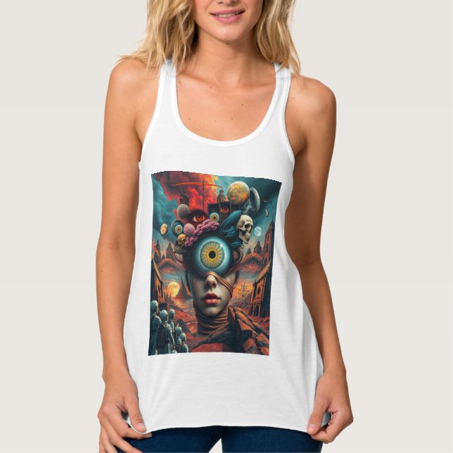 One-Eyed Dreamer: Surrealist Art T-Shirt Tank Top (Vorderseite)