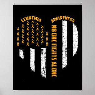 One Fights Usa Flag Herz allein Leukämie Bewusstse Poster