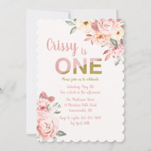 One Floral Birthday Party Einladung