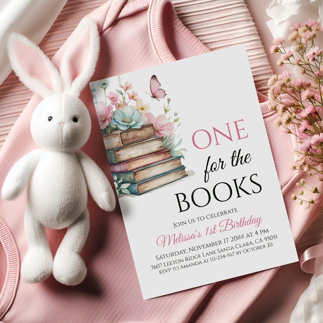 One For The Books Pink Fairytale First Birthday Einladung (Von Creator hochgeladen)