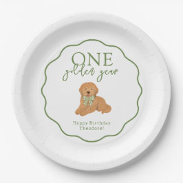 One Golden Year Goldendoodle First Birthday Party Pappteller