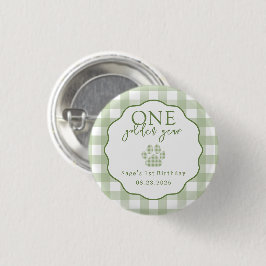 One Golden Year Paw Print First Birthday Party Button