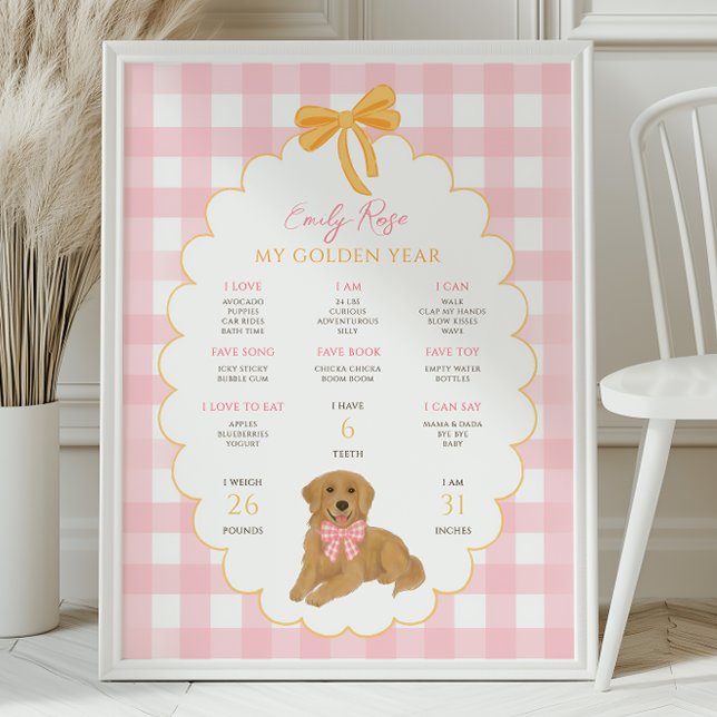 One Golden Year Puppy Dog 1st Birthday Milestone  Poster (Von Creator hochgeladen)