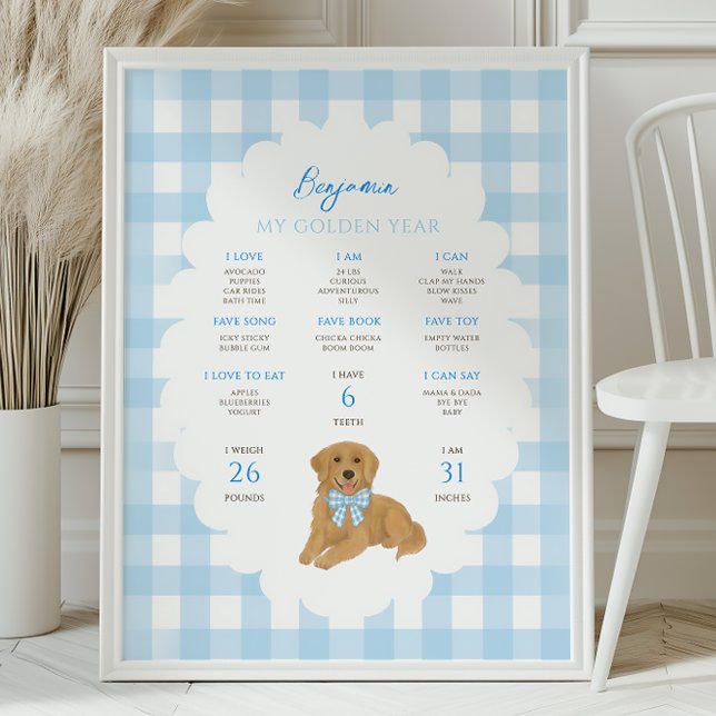 One Golden Year Puppy Dog 1st Birthday Milestone  Poster (Von Creator hochgeladen)