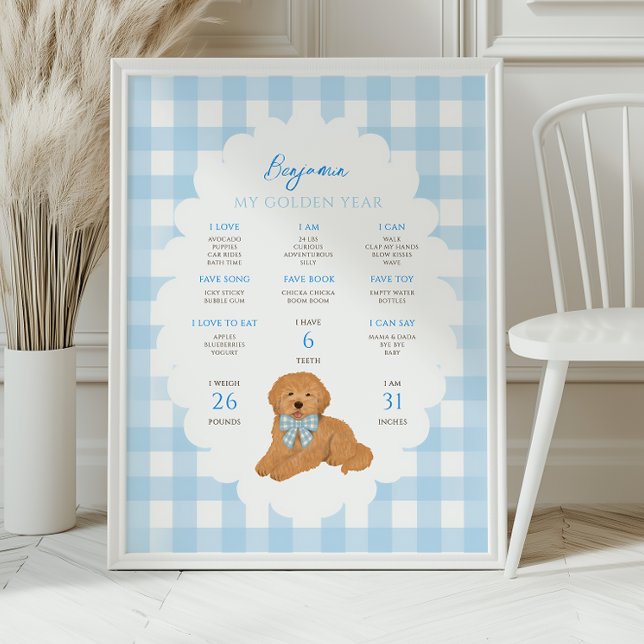 One Golden Year Puppy Dog 1st Birthday Milestone  Poster (Von Creator hochgeladen)
