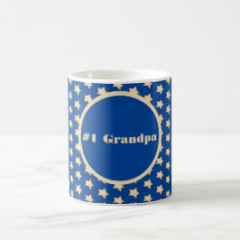 #One Grandpa Simple Gold Star im blauen Hintergrun Kaffeetasse