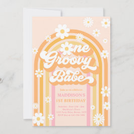 One Groovy Babe Boho Daisy Rainbow 1. Geburtstag Einladung