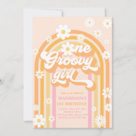 One Groovy Girl Boho Daisy Rainbow 1. Geburtstag Einladung