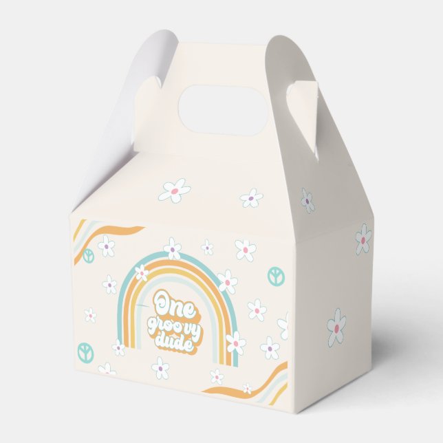 One Groovy Typ Rainbow Birthday Party Geschenkschachtel (Vorderseite)