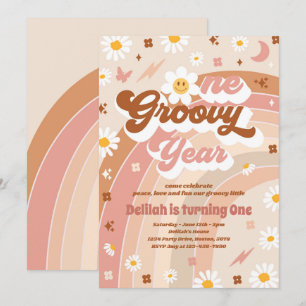 One GroovYear Peace Liebe Party Rainbow Birthday Einladung
