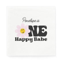 One Happy Babe First Birthday Paper Napkins