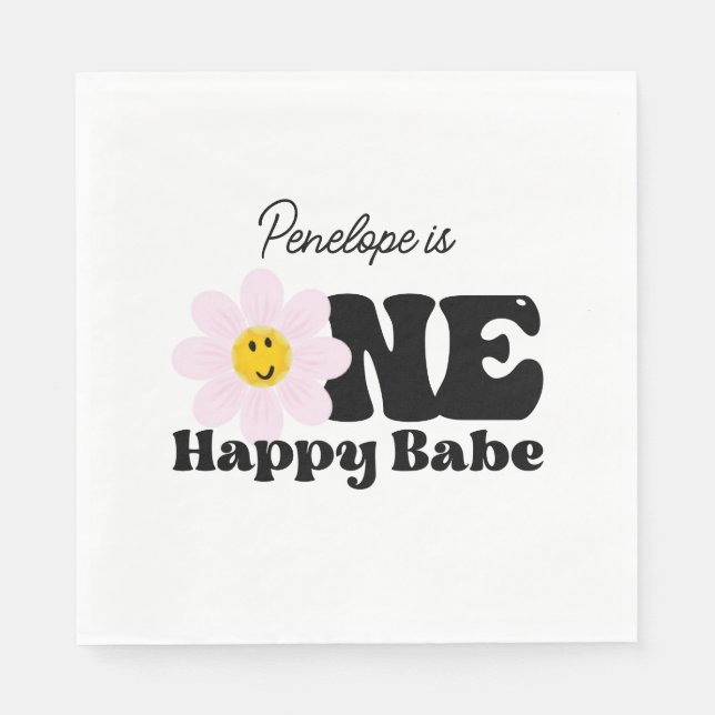 One Happy Babe First Birthday Paper Napkins Serviette (Vorderseite)