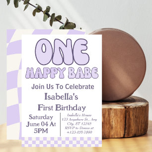 One Happy Babe Girl 1. Geburtstag Party personalis Einladung