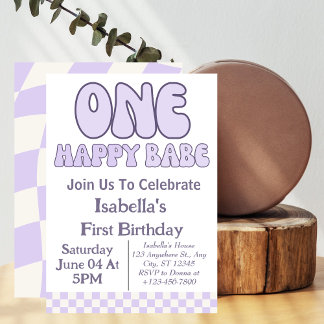 One Happy Babe Girl 1. Geburtstag Party personalis Einladung