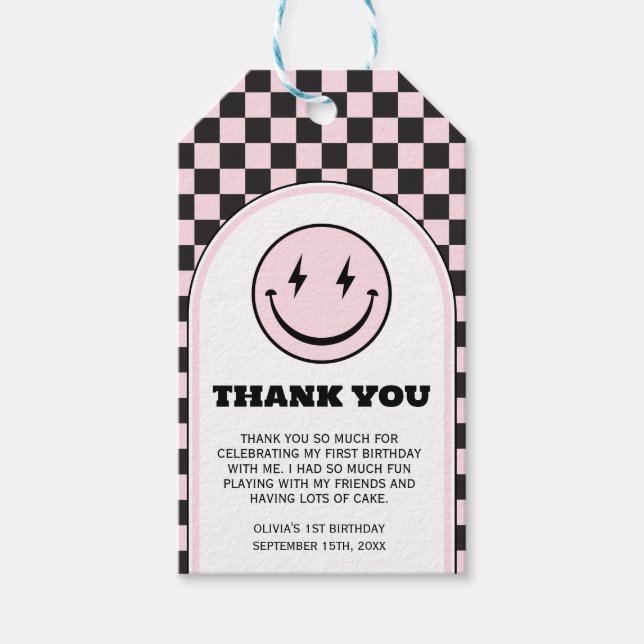 One Happy Babe Girl Birthday Gift Tag Geschenkanhänger (Vorderseite)