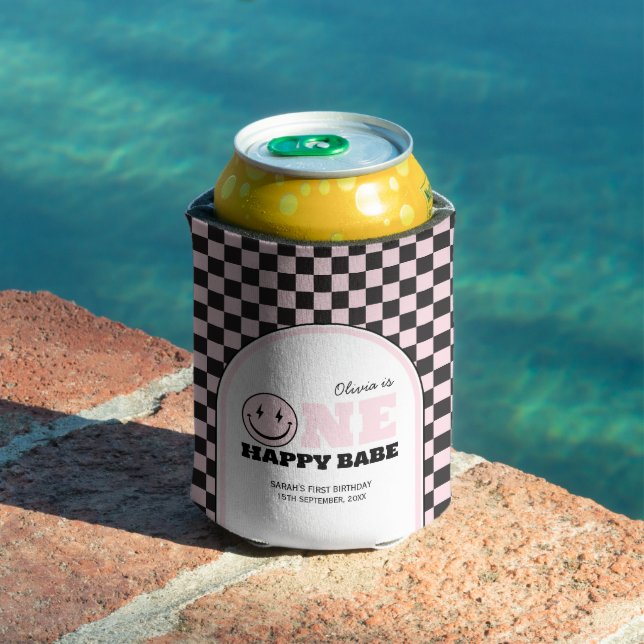 One Happy Babe Girls Pink 1. Geburtstag Dosenkühler (In Situ Pool)