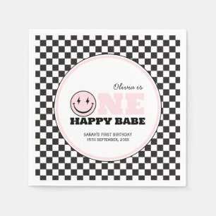 One Happy Babe Girls Pink 1. Geburtstag Serviette